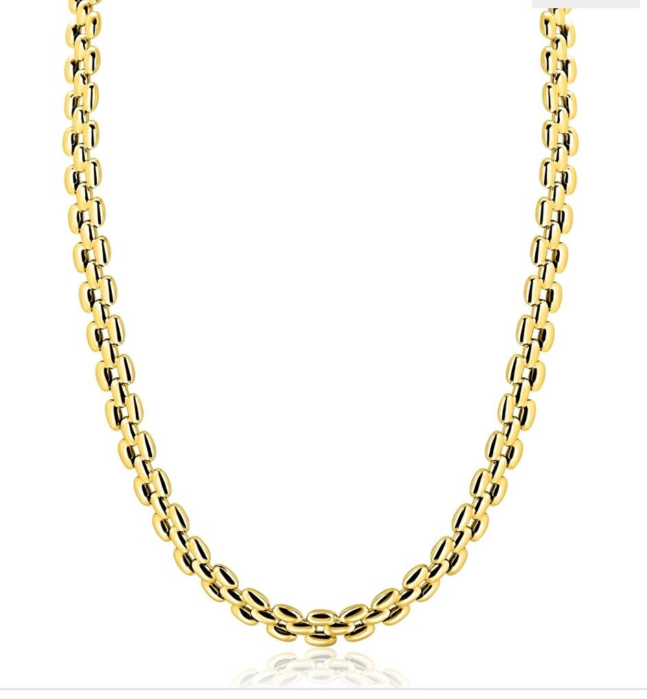 Zinzi Ketting  rolex style zilver goud verguld  Zic2764G