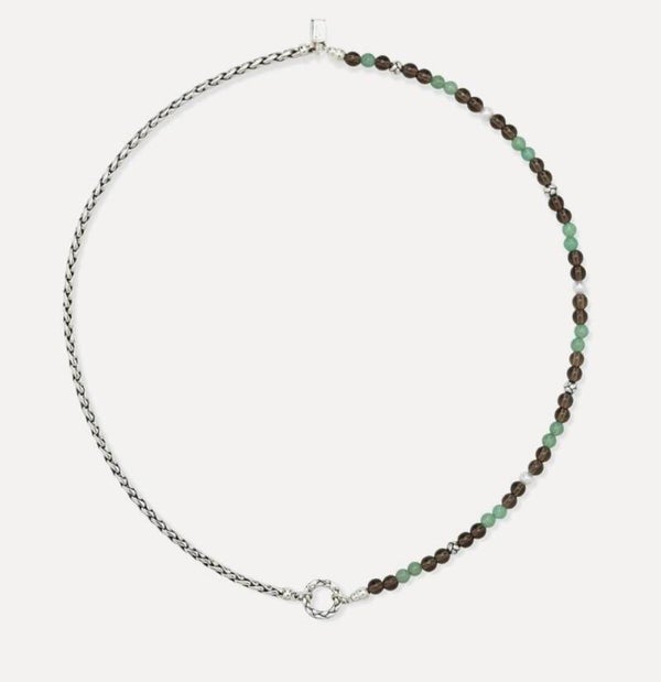 Ketting 45 cm  Spirit Bead Mini Stacking Aventurine Smokey Quartz zilver  177AV Buddha to Buddha