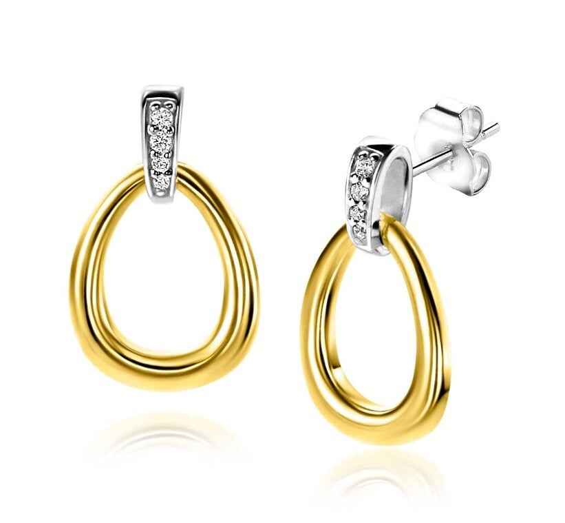 Zinzi bicolor zirconia druppel oorbellen  Zio1709y