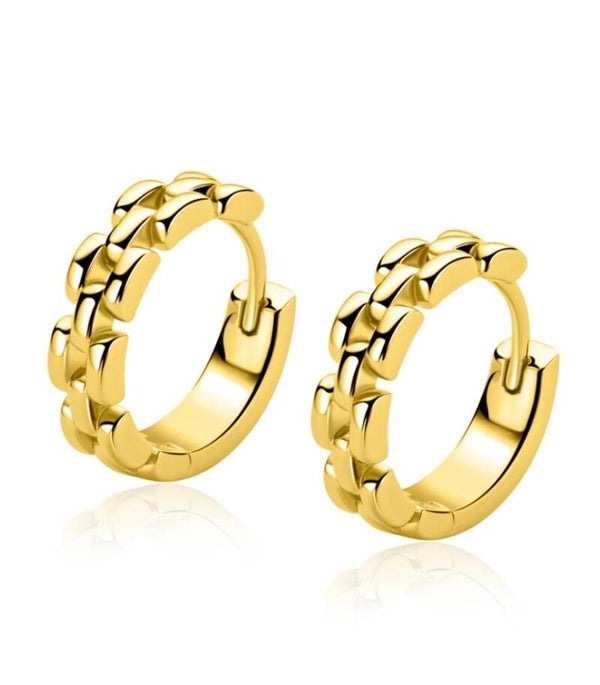 ZINZI zilveren  oorbellen  goudkl  rolex style 2556G
