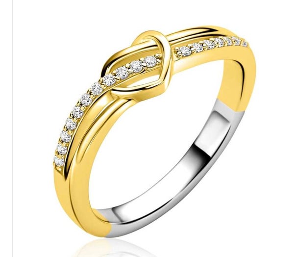 ZINZI zilveren  goudkl mult hart ring ZIR2874Y