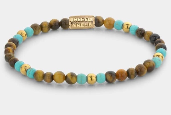 Rebel & Rose gold mix tiger turqoise gold coloured , RR-40063-G