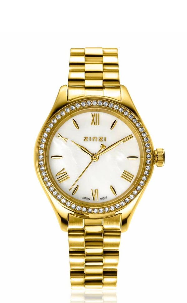 ZINZI horloge Tresor Goud met Zilveren Wijzerplaat  ZIW2434