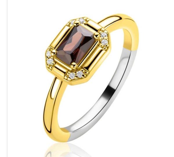ZINZI zilveren  ring met bruine zirconia steen Zir2803