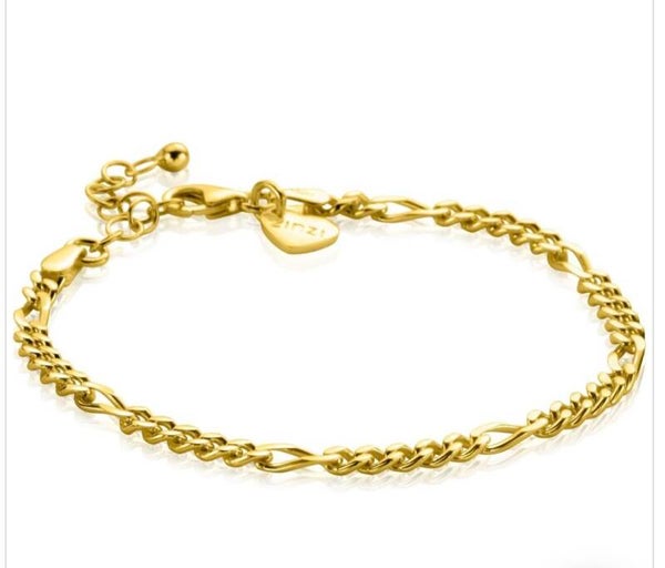 ZINZI Armband zilveren Figaro 3,5 mm geel verguld ZIA2291G