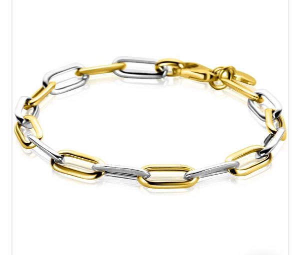 Zinzi zilveren armband paperclip Biocolor verguld Zia2668