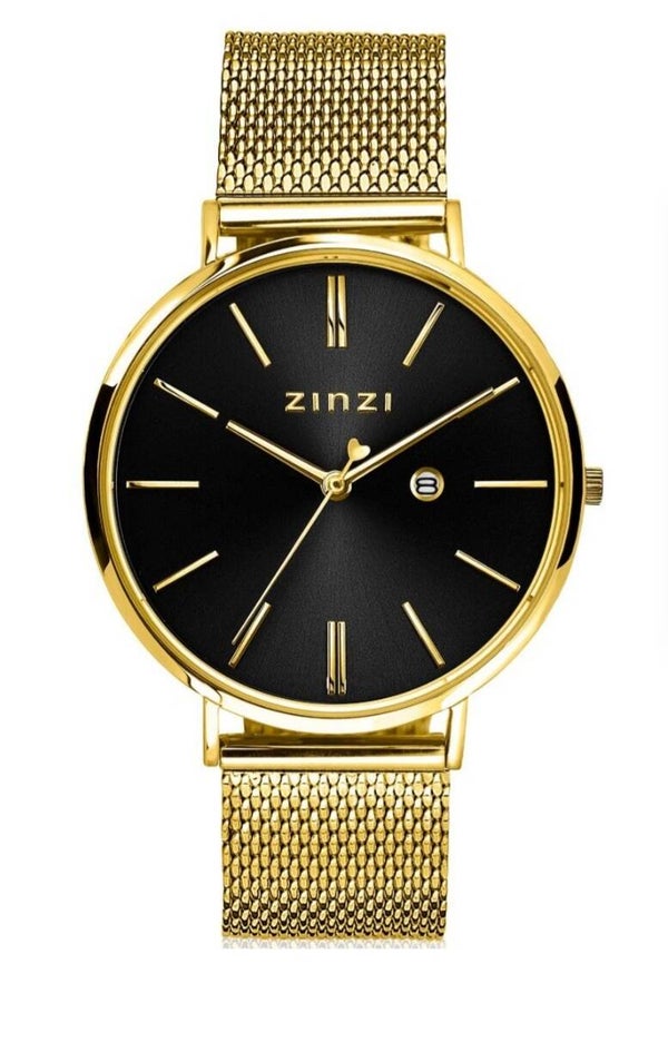 ZINZI Retro horloge Goud Met Zwarte wijzerplaat  ZIW443M