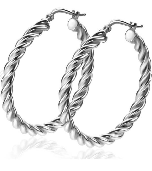 Zinzi zilveren oorringen wokkel  37x 4 mm ZIO2282