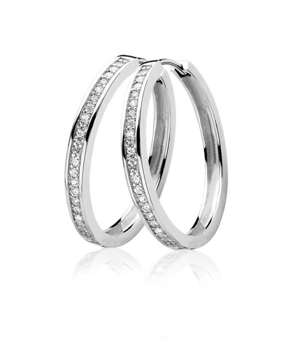 Zinzi oorringen zilver witte zirconia   28 x3mm ZIO193Z