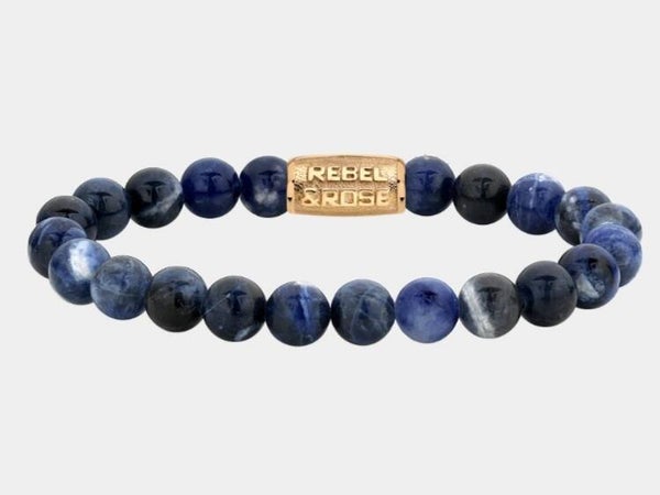 Rebel & Rose Midnight Blue Gold  8 mm , RR-80094-G