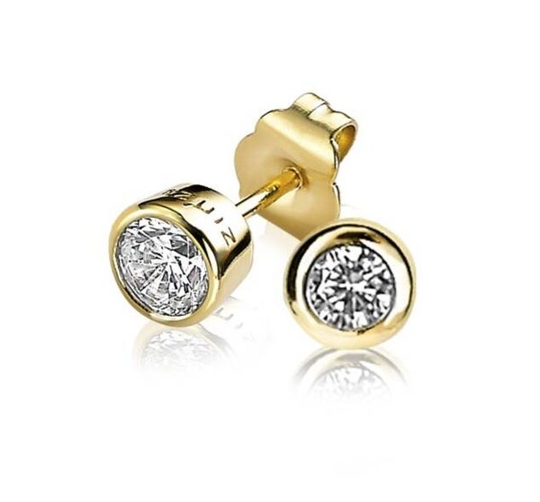 Zinzi zilveren oorknopjes 5 mm rond Goud Zirconia ZIO322Y