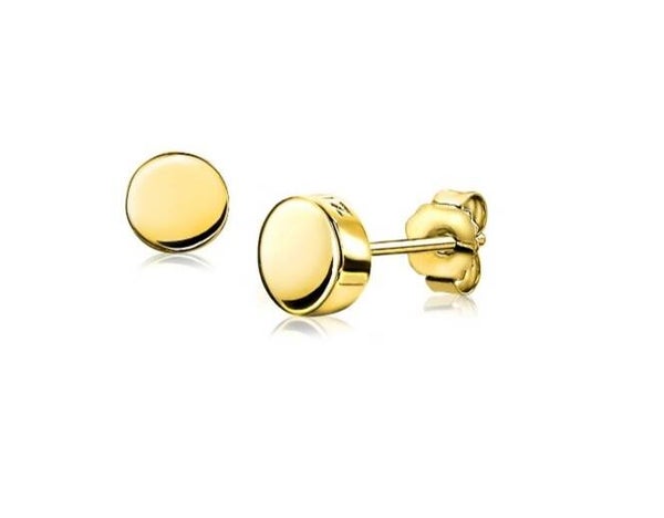 ZINZI zilveren oorknoppen goud verguld glad ZIO1376G