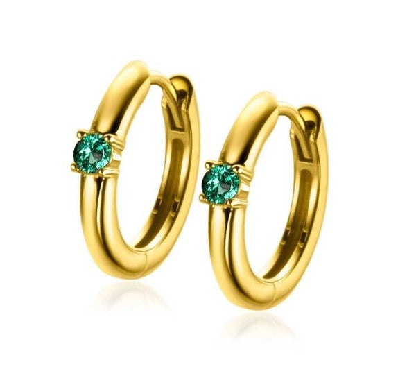 ZINZI zilveren oorringen geel verguld birthstone Mei  ZICR-Mei