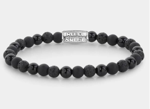 Rebel & Rose Black Rocks  6 mm , RR-60033-S