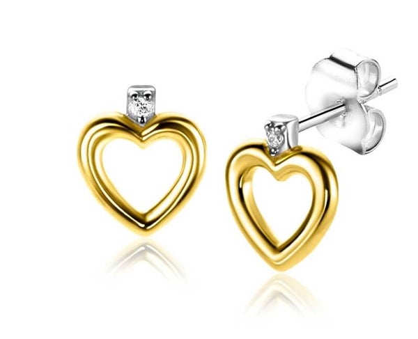 ZINZI zilveren oorknoppen hartjes zirconia zio2566