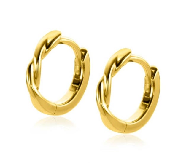 Zinzi zilveren geel verguld oorringen gedraaid ZIO2321G