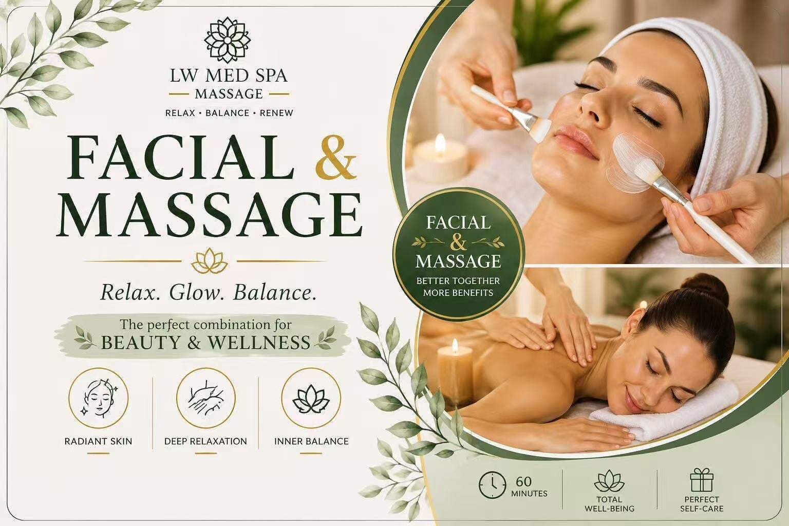 90-minute lymphatic drainage and full body massage to reduce swelling, support recovery, and improve circulation at LW Med Spa Massage in St. Cloud and Lake Nona Florida