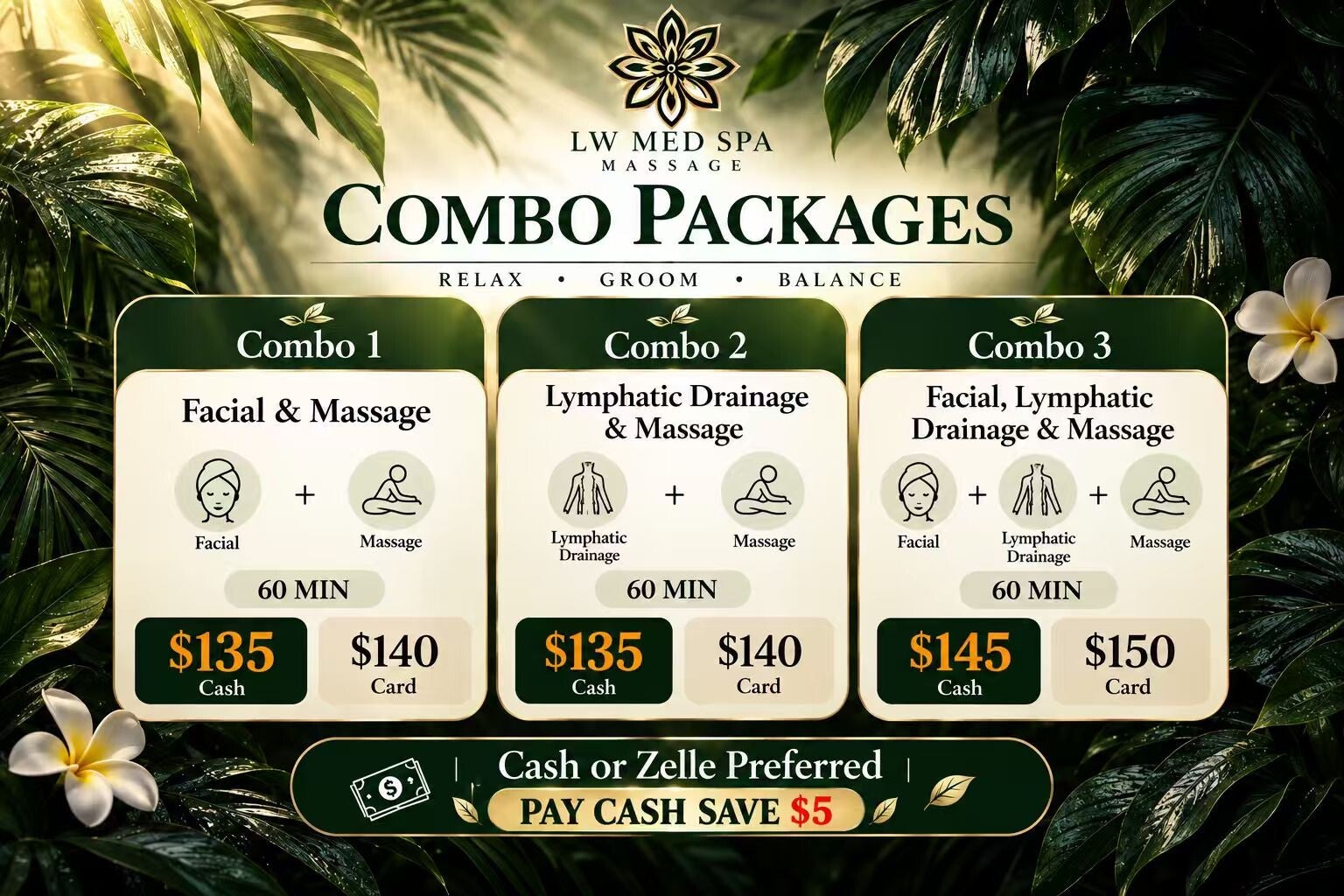Massage, lymphatic drainage and facial combo packages at L W Med Spa Massage in St. Cloud, FL