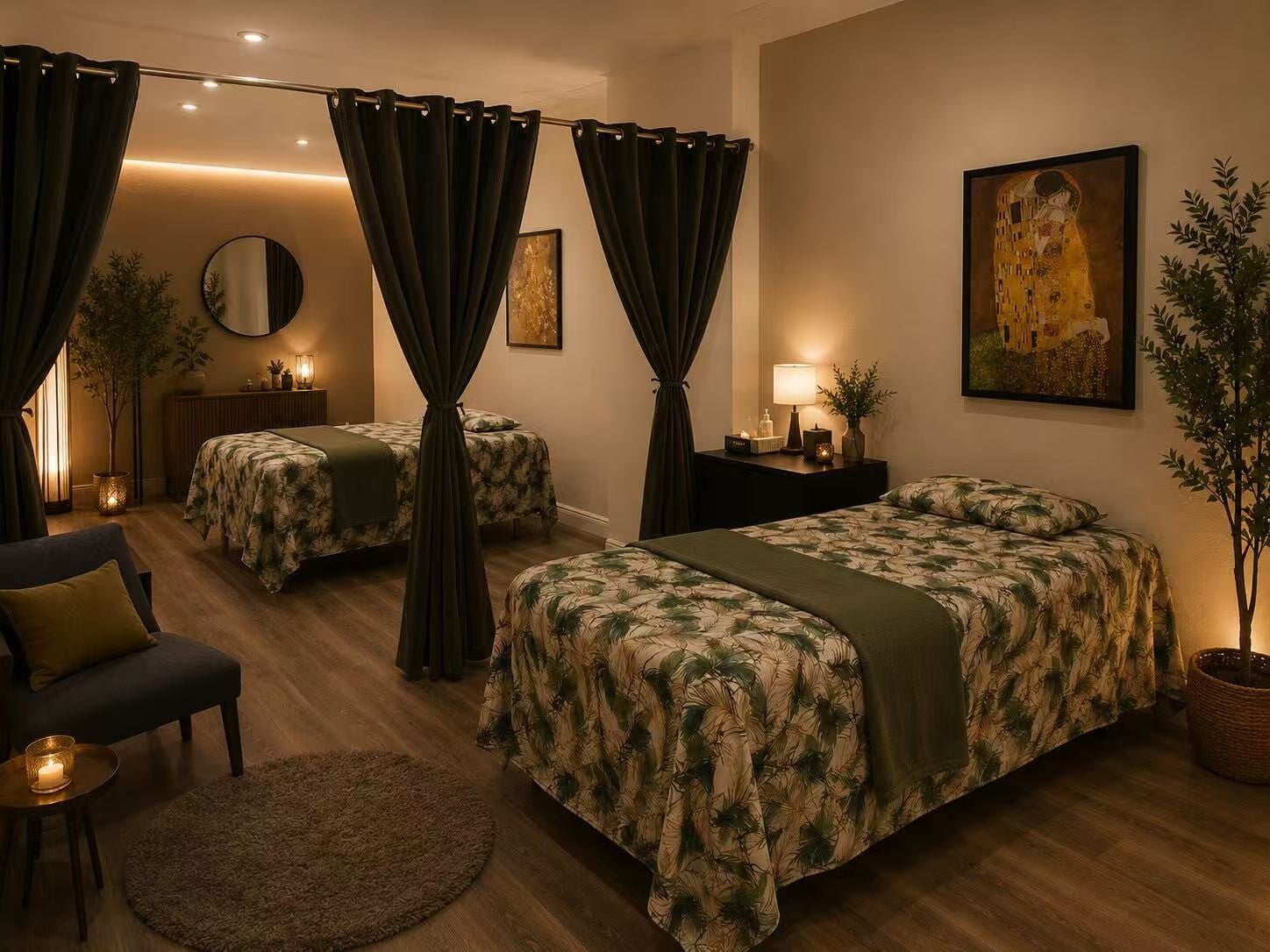 Couples Massage room for Relaxation Massage, Deep Tissue Massage, Customized Facials & Spa Packages serving Kissimmee, Lake Nona, Orlando & St. Cloud.