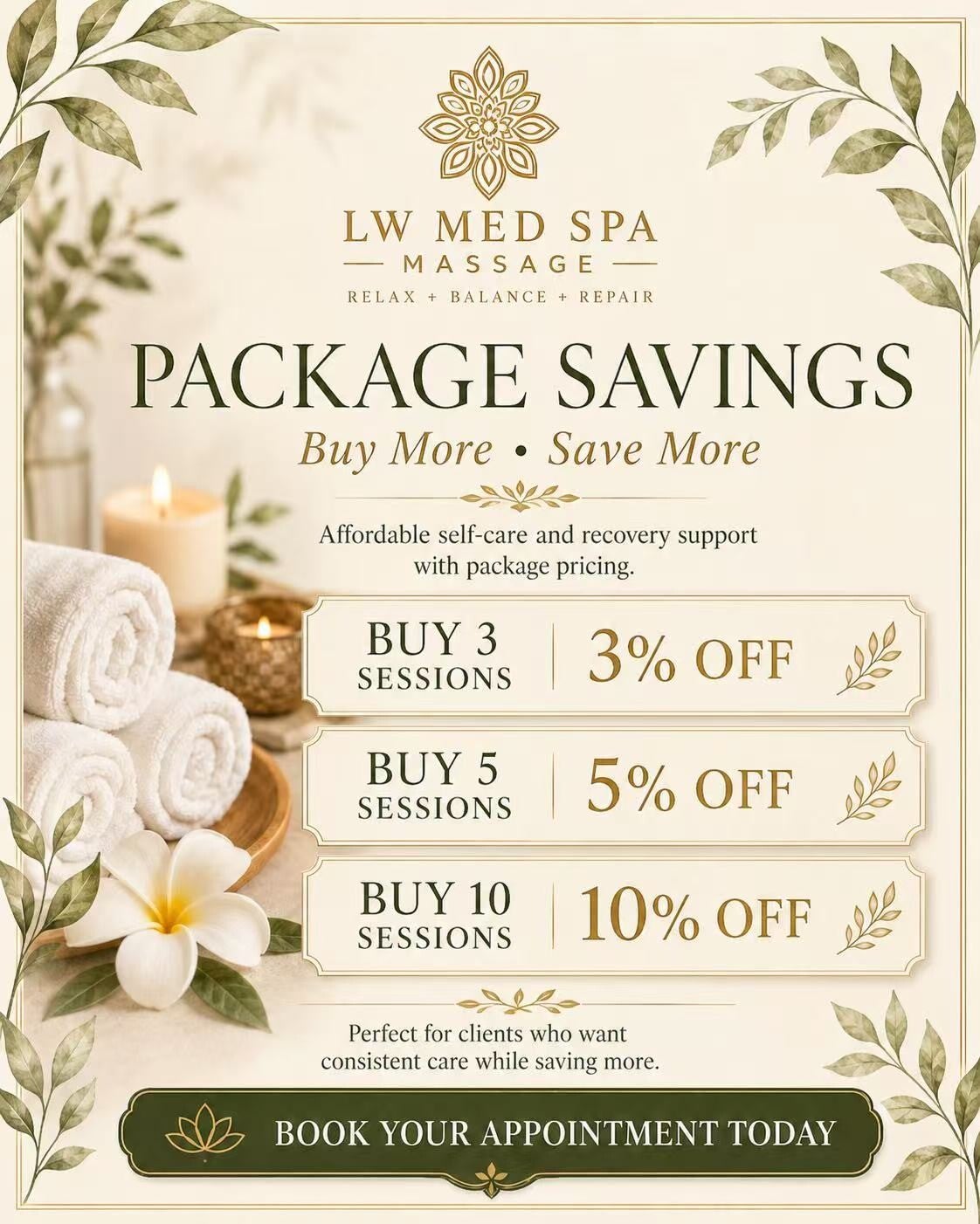 Facial treatment package savings at LW Med Spa Massage in St. Cloud, FL