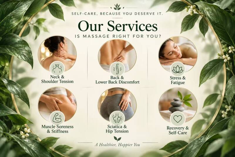 Neck & Shoulder Tension Back & Lower Back Discomfort Stress & Fatigue Muscle Soreness & Stiffness Sciatica & Hip Tension Recovery & Self-Care