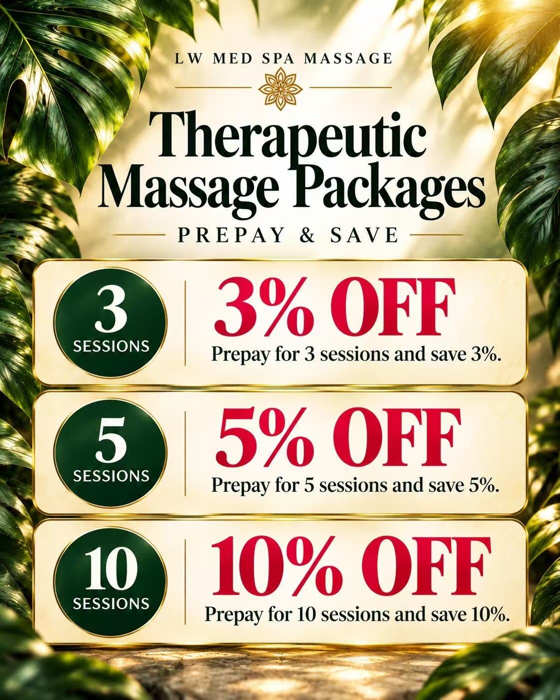 Therapeutic massage package savings in St. Cloud FL with multi-session massage packages serving Lake Nona Kissimmee and Sanford