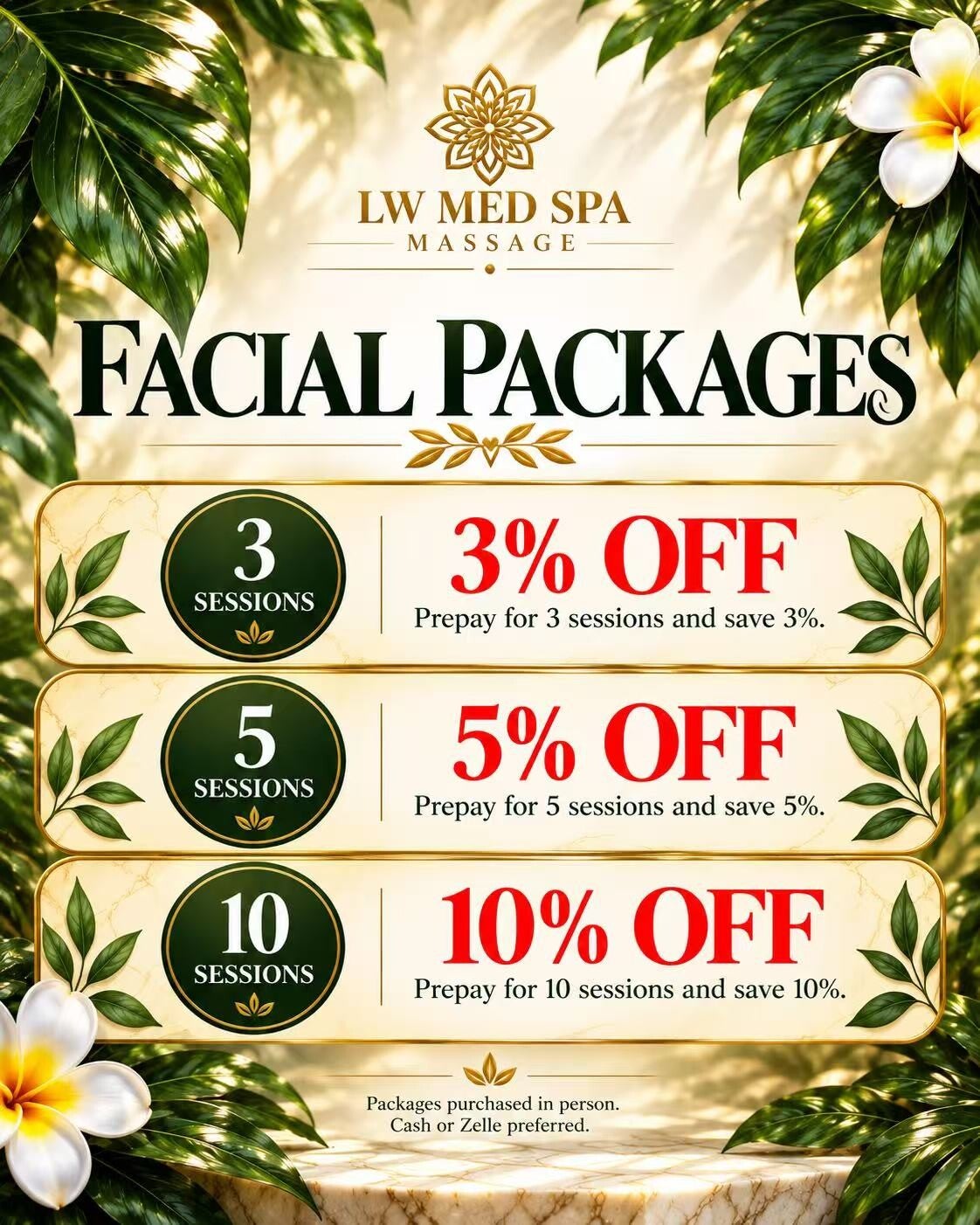Facial treatment package savings at LW Med Spa Massage in St. Cloud, FL
