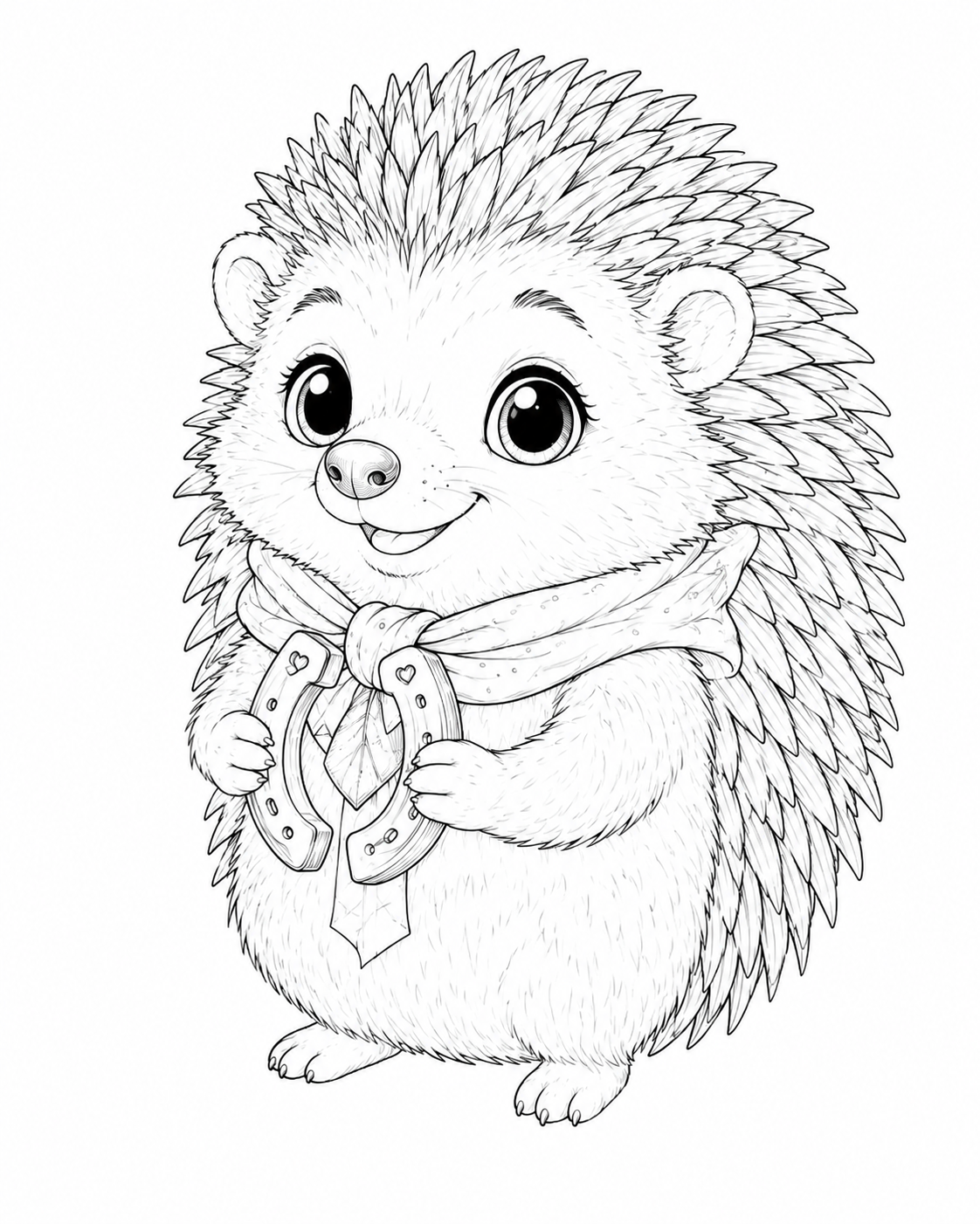  Ausmalbild von Fips – fröhlicher kleiner Igel mit Halstuch