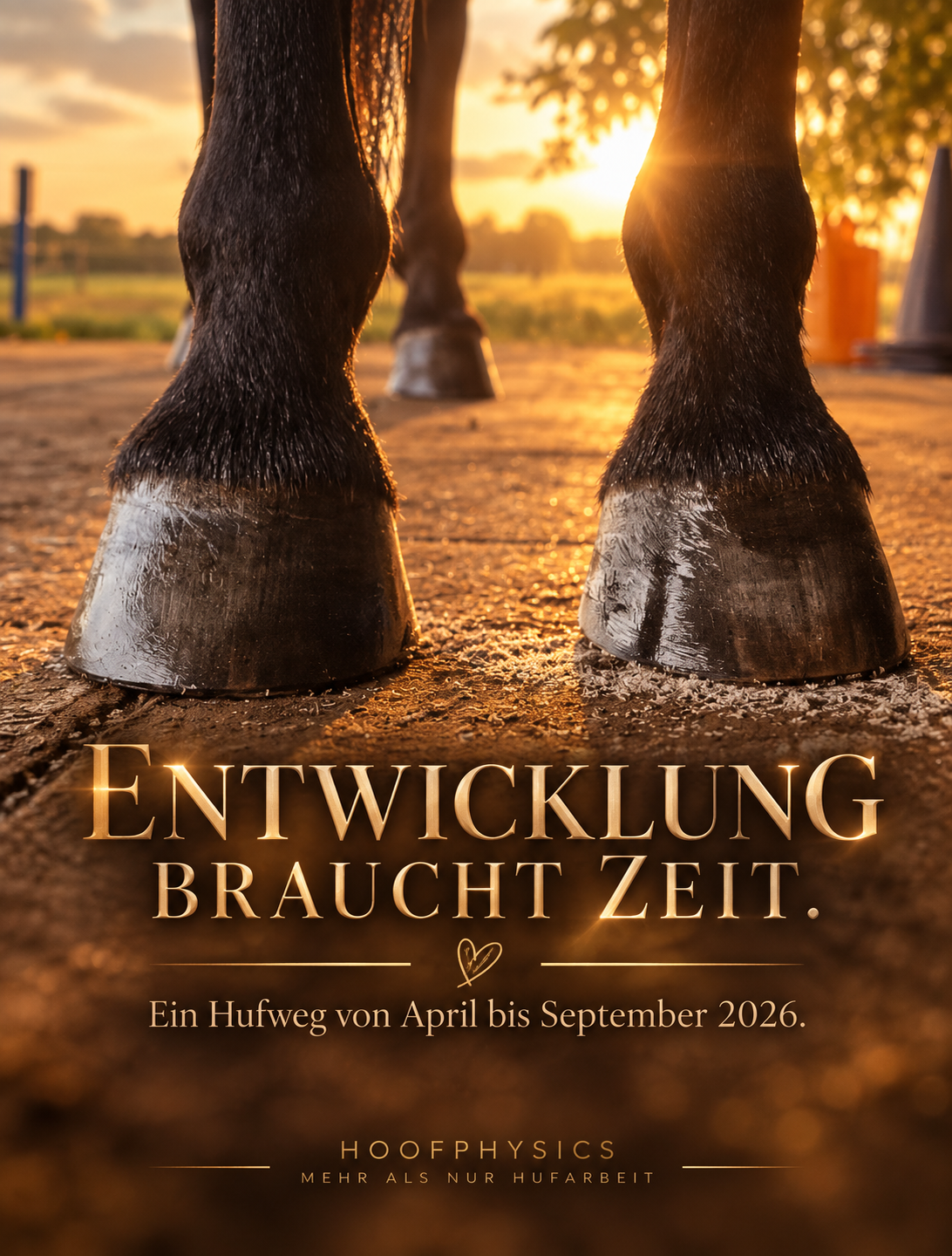 Titelbild Langzeitentwicklung eines Pferdehufs von April bis September 2026 – Vergleich von Außenansicht und Hufsohle