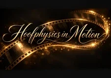 Goldene Filmrolle mit Schriftzug Hoofphysics in Motion – Videos und bewegte Einblicke in die Hufbearbeitung