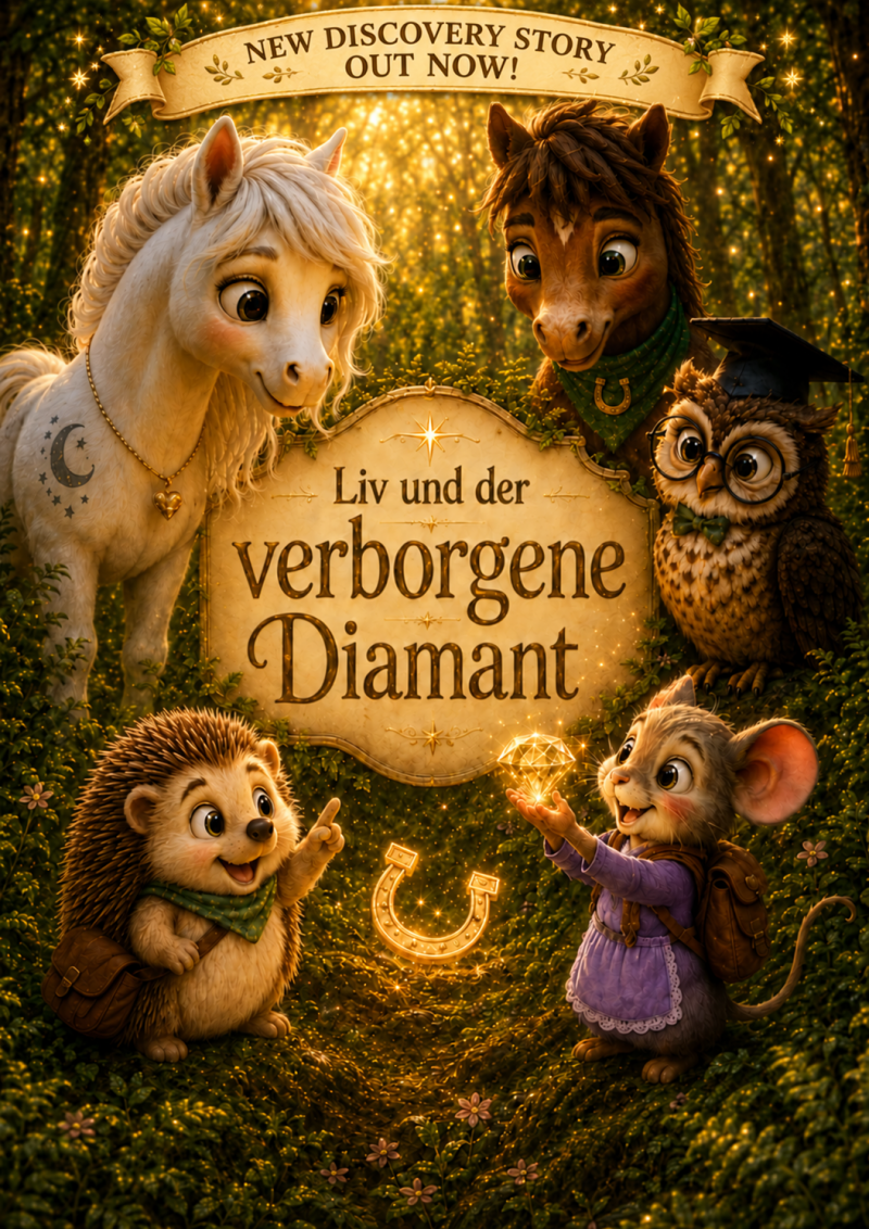Cover des Mitmachbuchs der Geschichte "Liv und der verborgene Diamant"