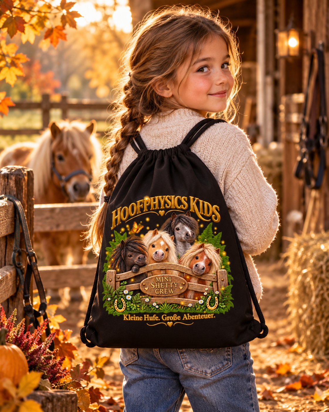 Hoofphysics Kids Produkte Gymbag mit Goldhain-Motiv