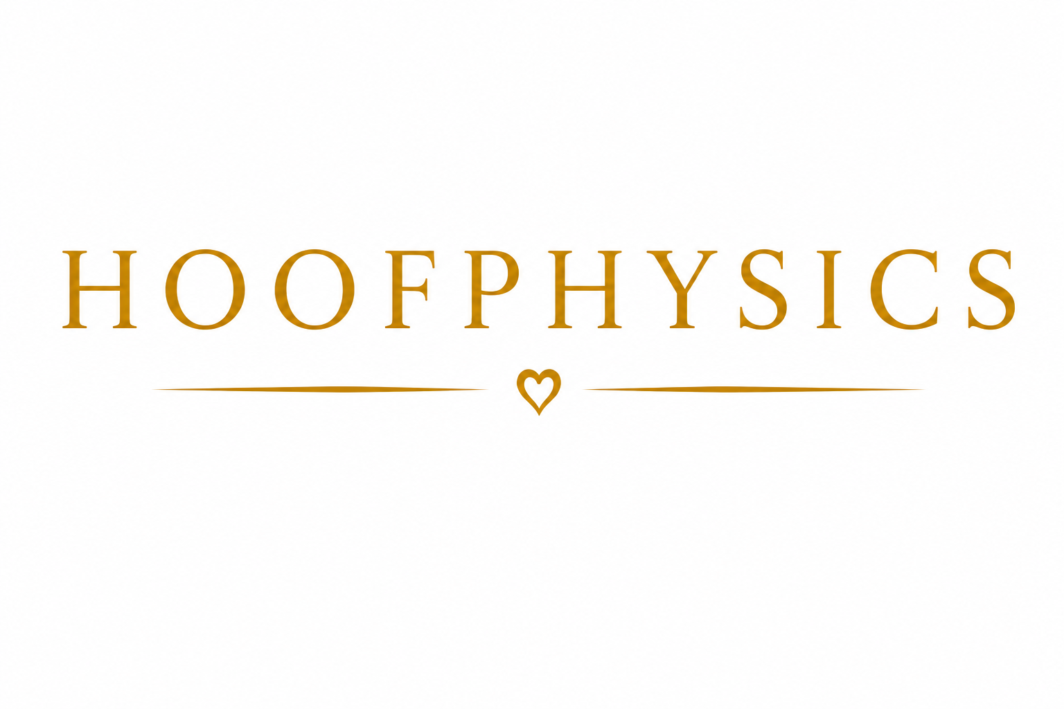 - Hoofphysics Logo in goldener Schrift auf weißem Hintergrund