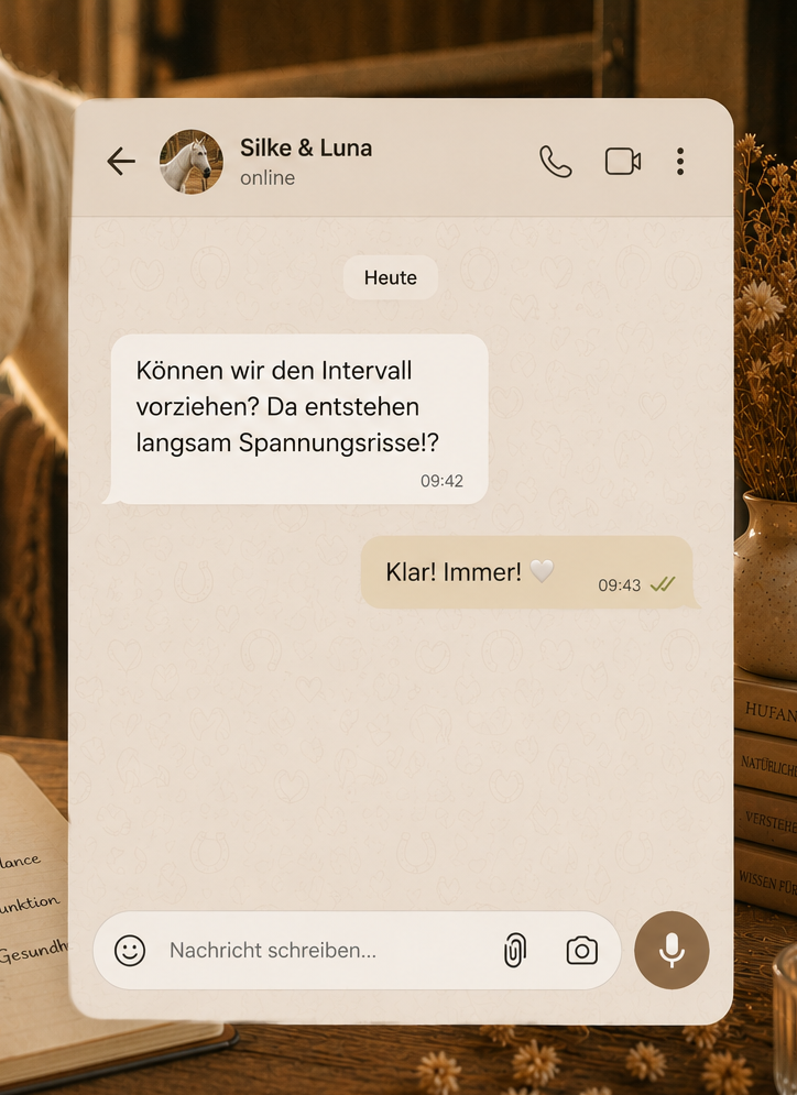 Beispielchat zur Terminabstimmung für die Hufbearbeitung eines Pferdes