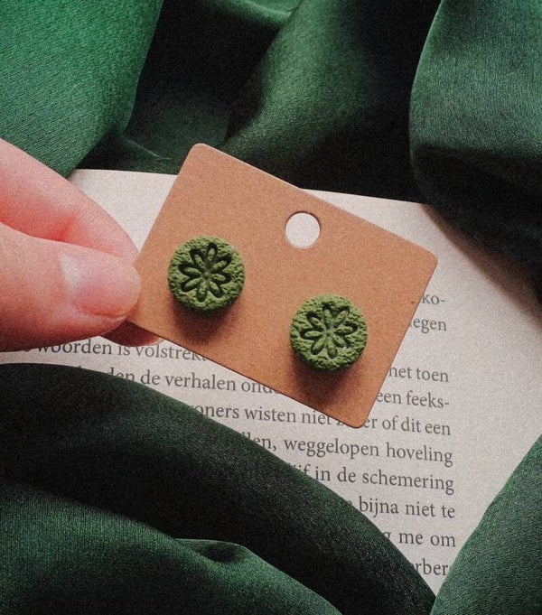 Stud groene bloemetjes