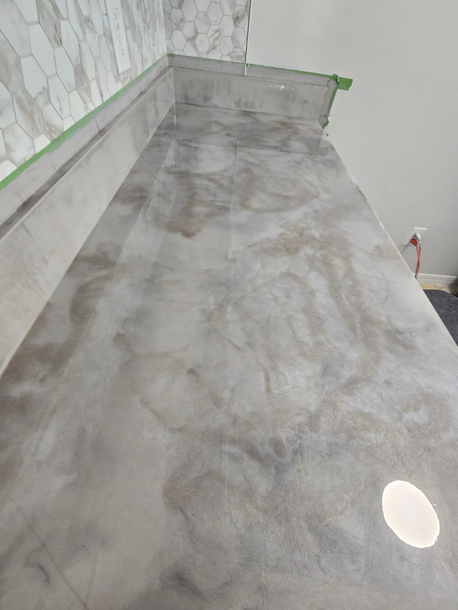 freshly finished marble epoxy countertop