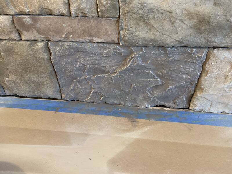 a faux finish rock that repaired a cracked stone that was previously there