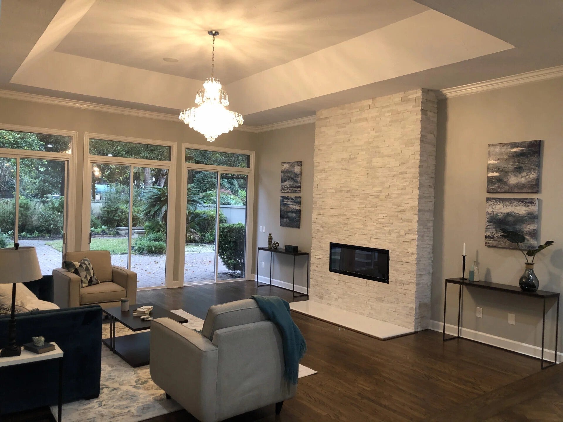 living room painted modern grey in jacksonville
