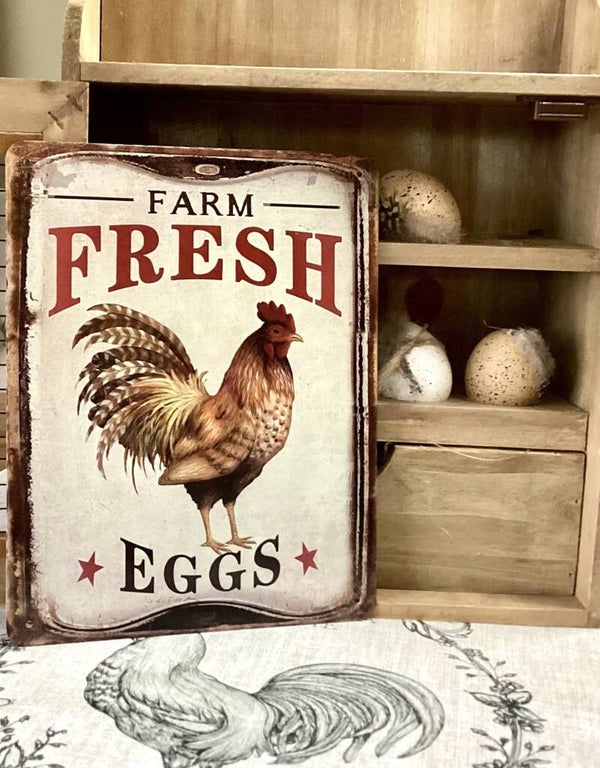 Wanddecoratie " Farm fresh eggs"