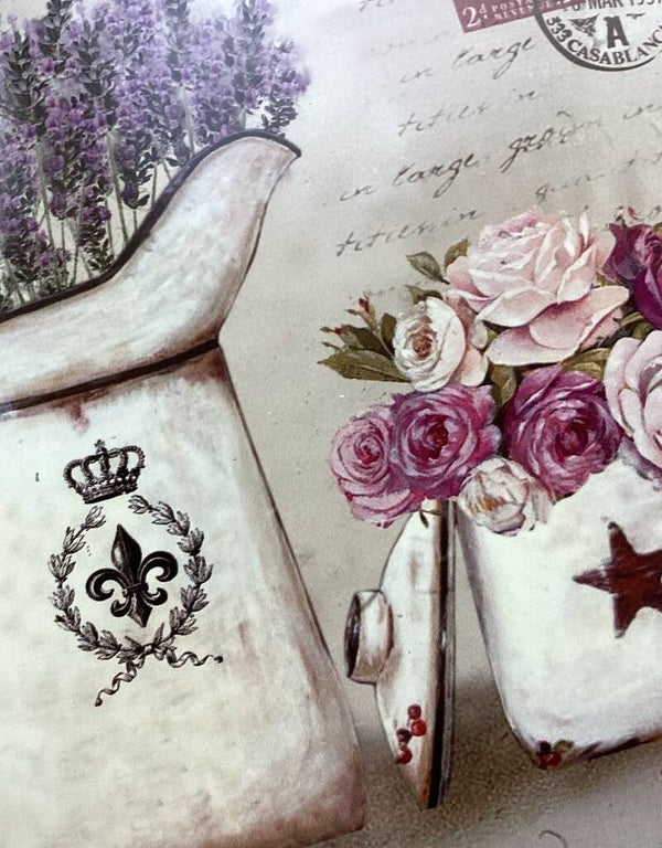 Wanddecoratie Lavendel en rozen