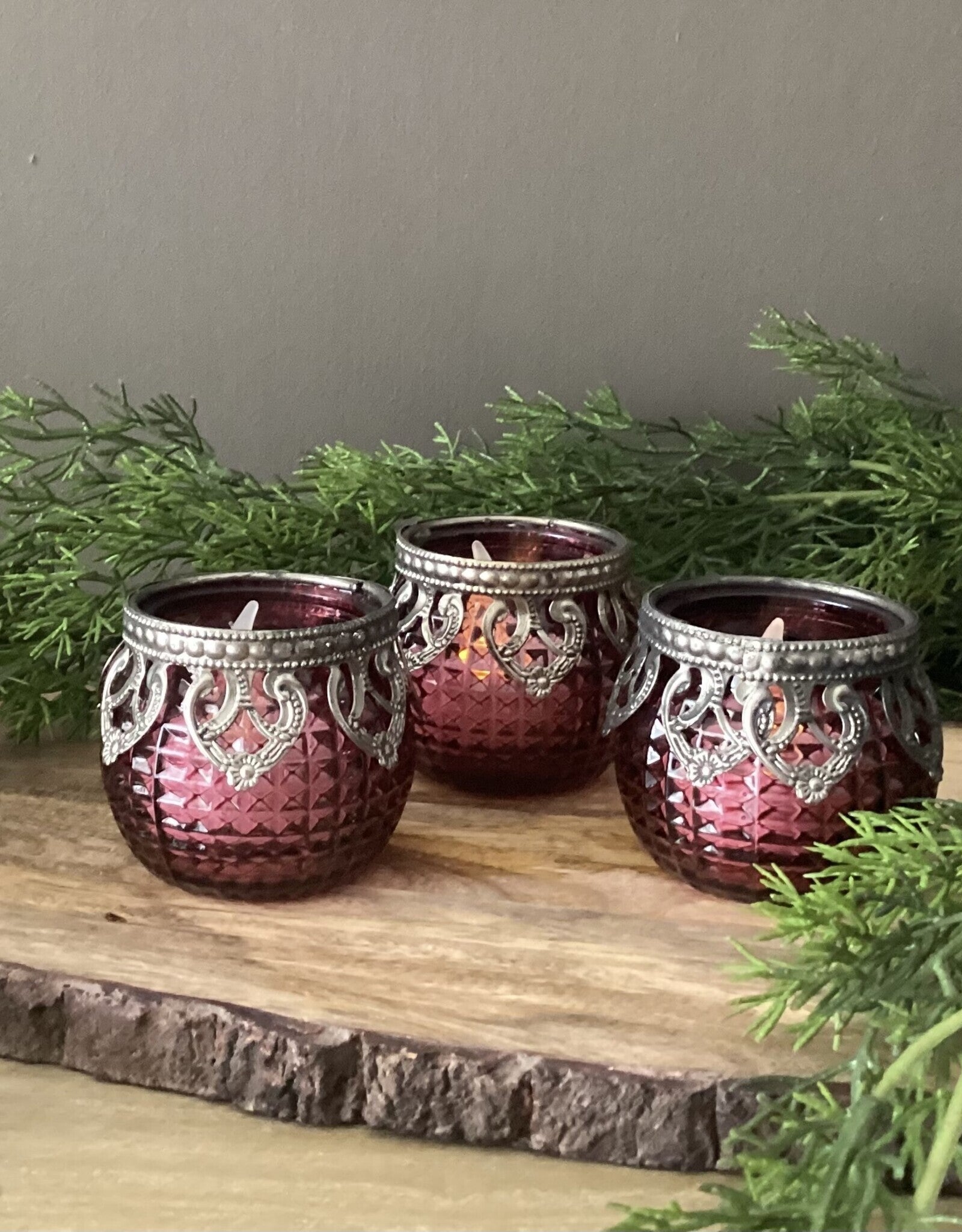 Theelicht bordeaux rond