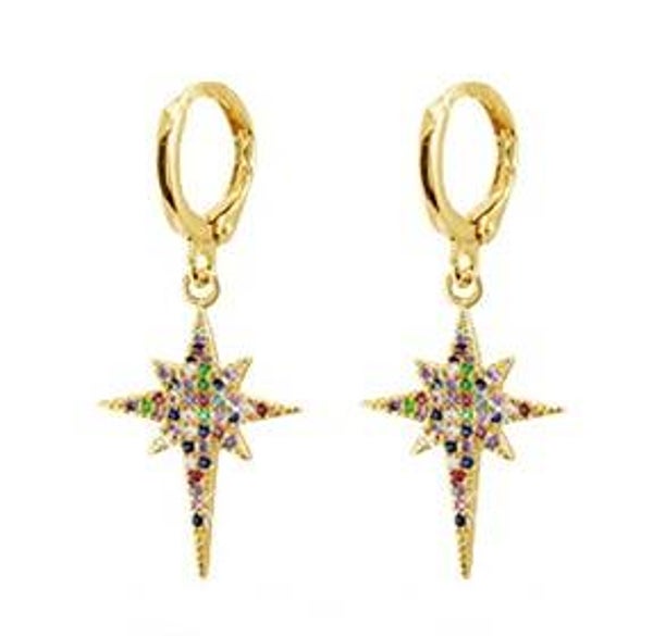 Oorringen rainbow met gouden ster