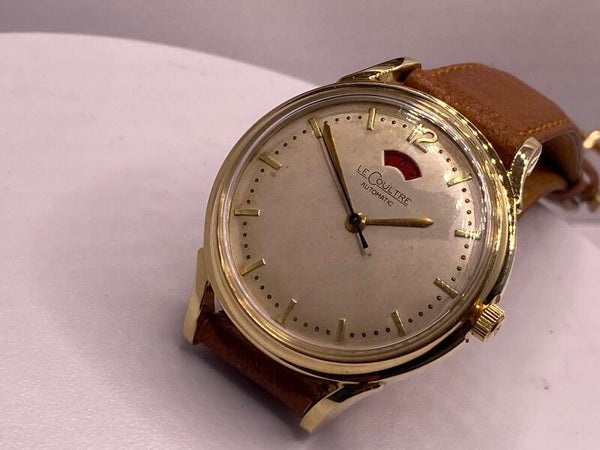 Splendide montre vintage LeCoultre Power Reserve (boîtier or 14k)