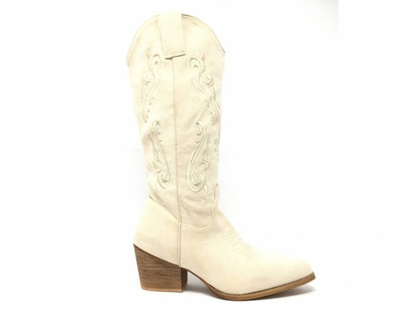 Suedine hoge laarzen beige