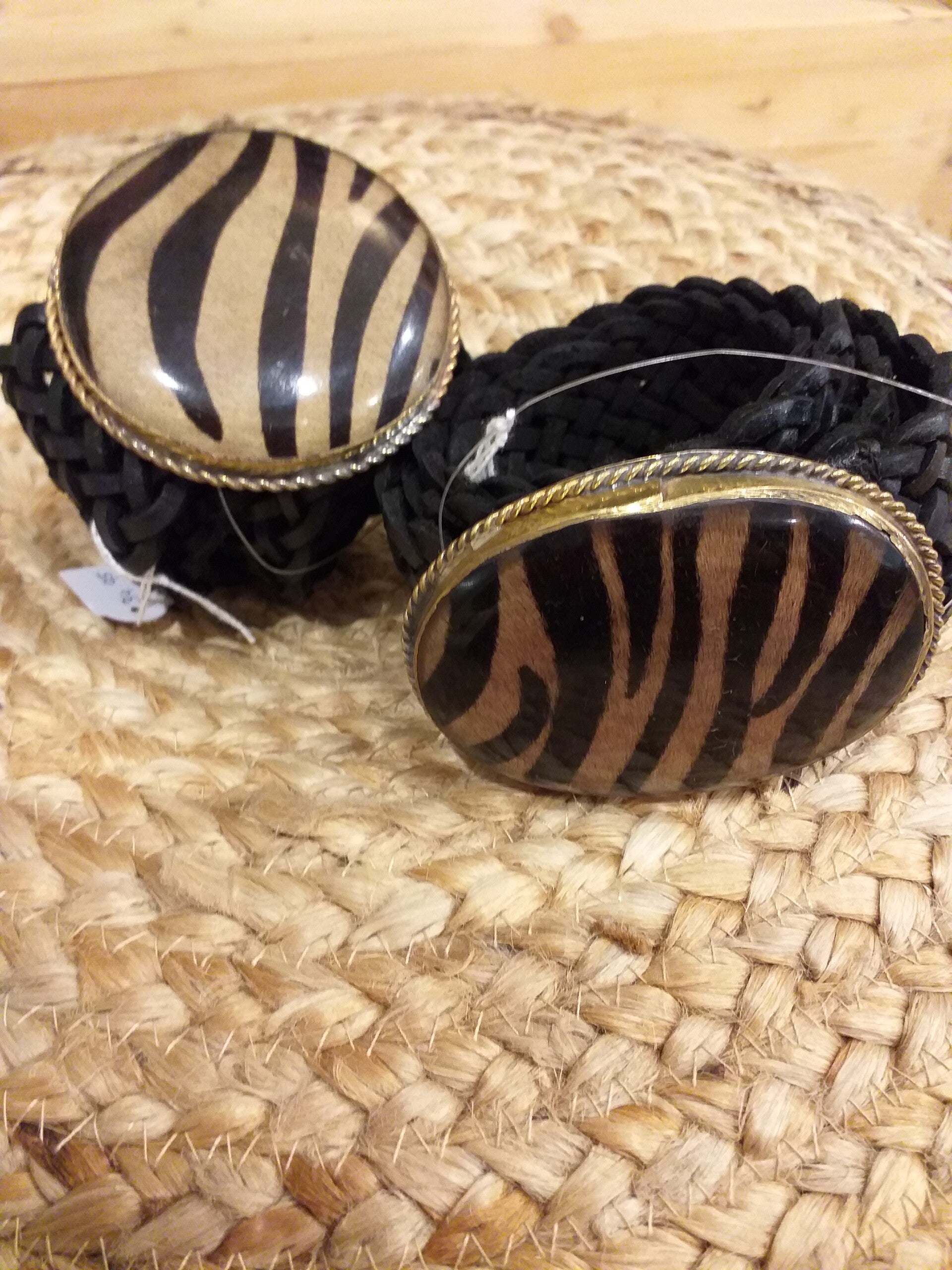 Leren riem panter Zwart