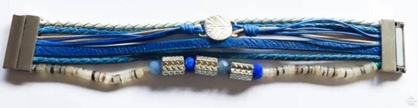 Magneetarmband met kralen en bedel Blauw