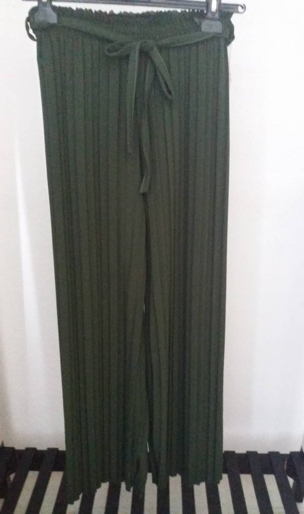 Wijde plissé pantalon Groen
