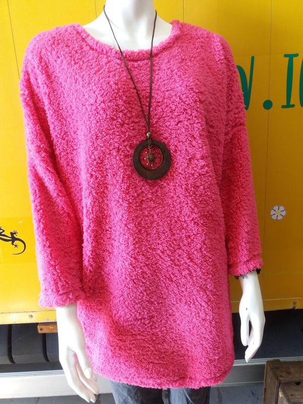 Teddy trui fuchsia