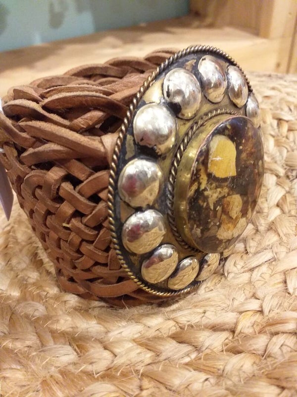 Brede leren riem Gesp studs