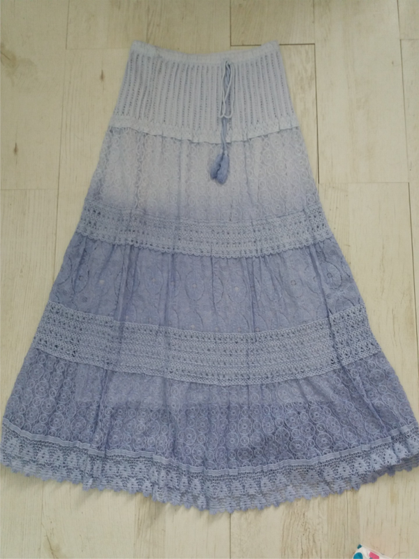 Boho rok kant  blauw